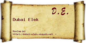 Dubai Elek névjegykártya